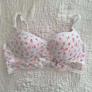 Victoria’s Secret PINK Floral Push Up Bra Large LG